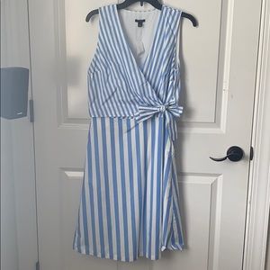 Blue and white striped dress